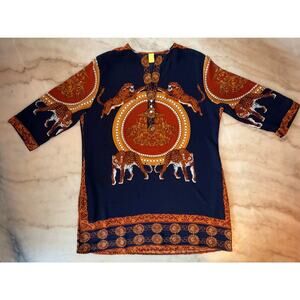 VINTAGE Beulah Style Leopard Shirt dress with pockets size L